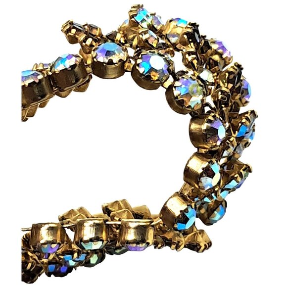 Vintage Kramer Jewelry Set Rhinestone Necklace Earrings Champagne Topaz Aurora B - Picture 14 of 15